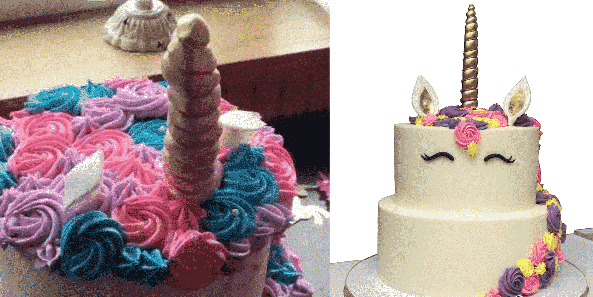 Une mère commande un gâteau en forme de licorne, résultat très gênant