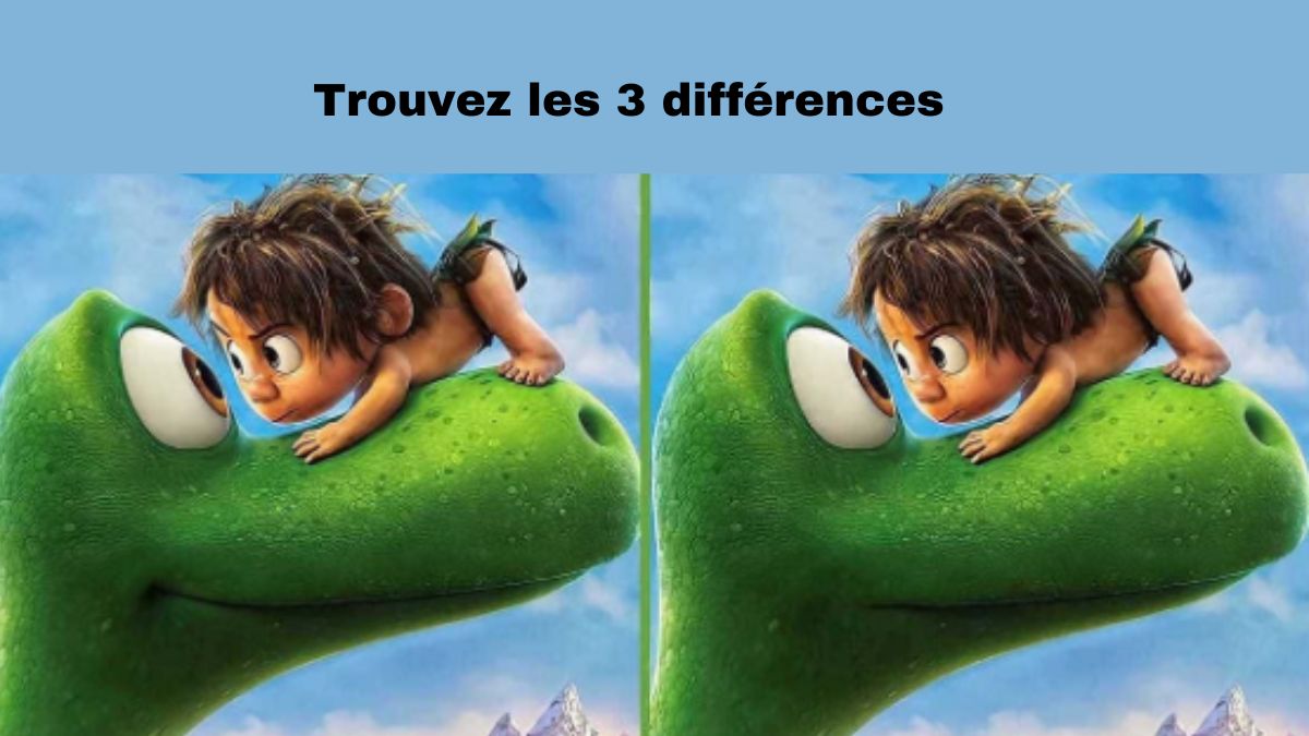 Repérez 3 différences entre les images du garçon et du dinosaure en 16 secondes !